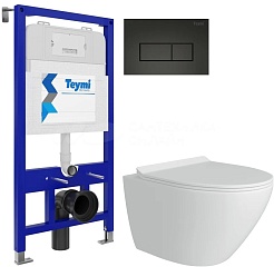 Teymi Унитаз подвесной Lina Pro T40106 с инсталляцией Aina T70011 кнопка Helmi T70203BM – фотография-1