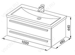 Aquanet Тумба с раковиной Нота 100 венге (171498) – фотография-3