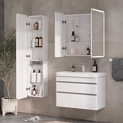 Equil Зеркальный шкаф Soldi 80 белый софт – фотография-7