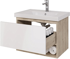 Dreja Мебель для ванной Perfecto 70 подвесная белая/дуб эврика – фотография-14