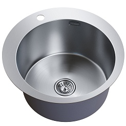 Mixline Мойка настольный монтаж D50 (3,0) выпуск 3 1/2 круглая сатин – фотография-1