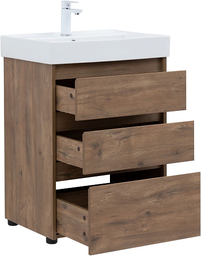 Aquanet Тумба с раковиной Nova Lite 60 дуб рустикальный – фотография-6