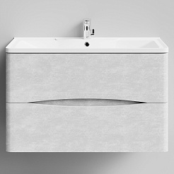 Водолей Тумба с раковиной Адель 90 подвесная белый камень – фотография-1