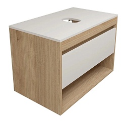 Teymi Тумба с раковиной Ritta 75 дуб эврика/белый матовый T60521 раковина T50606 – фотография-3