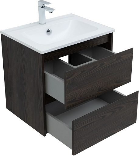 Aquanet Тумба с раковиной Nova Lite 60 (Арт) подвесная дуб черный – фотография-6