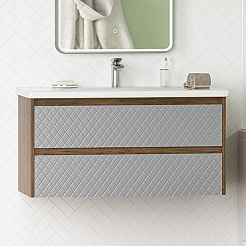 Brevita Тумба с раковиной Chester 100 подвесная серая/дуб чарльстон темно-коричневый – фотография-4