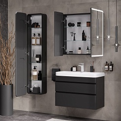 Equil Зеркальный шкаф Eltoro 80 чёрный софт – фотография-4