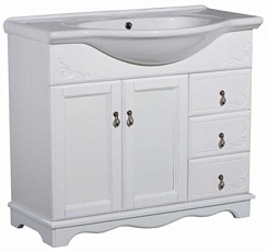 Bas Тумба с раковиной Варна 85 белый, глухие дверцы, 3 ящика – фотография-1