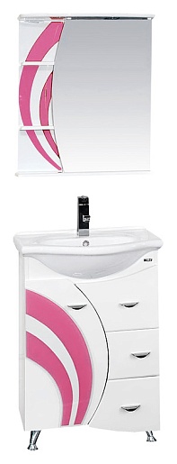 Misty Мебель для ванной Каролина 60 3 ящика L розовое стекло – фото-1