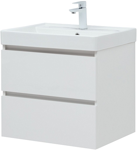 Aquanet Тумба с раковиной Вега 60 подвесная белая глянцевая – фотография-4