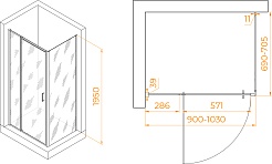 RGW Душевой уголок Passage PA-078 (PA-008 + Z-050-2) 90x70 профиль хром стекло прозрачное – фотография-3