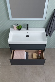 Aquanet Мебель для ванной Бруклин 60 подвесная черная матовая – фотография-10