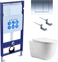 Aquatek Унитаз подвесной Классик AQ1112-00 в комплекте с инсталляцией Standard INS-0000012 с клавишей смыва KDI-0000010 глянцевый хром и крепления KKI-0000002