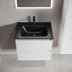 Sancos Тумба с раковиной Libra 60 белый глянец раковина Element 61 CN7001MB – фотография-2