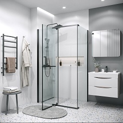 Grossman Боковая стенка Pragma 90x195 профиль черный матовый стекло прозрачное – фотография-6