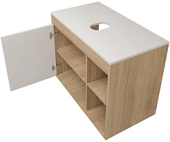 Teymi Тумба с раковиной Nura 80 Helmi Mini 24 подвесная дуб/белый – фотография-6