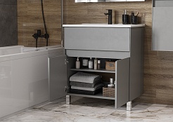 Акватон Тумба с раковиной Форест 75 серый туманный – фотография-8