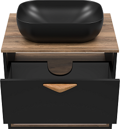 Brevita Тумба под раковину Bergen 60 подвесная дуб галифакс олово/черная – фотография-3