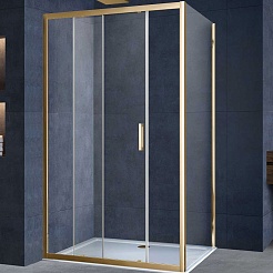 Vincea Душевой уголок Alpha 120x80 VSR-3AL8012CLG профиль брашированное золото стекло прозрачное – фотография-1
