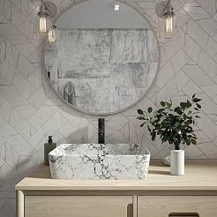 Teymi Раковина накладная Helmi 50 T50294 белый мрамор – фотография-8