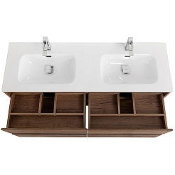 BelBagno Тумба под раковину Kraft 140 подвесная 4 ящика Rovere Tabacco двойная раковина – фотография-10