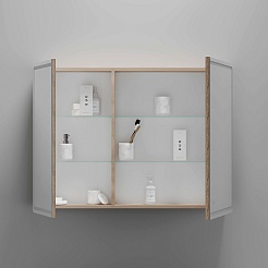 Sancos Зеркало-шкаф Mirror 100 с подсветкой MI100EG дуб галифакс натуральный – фотография-7