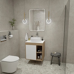 Teymi Тумба с раковиной Nura 60 дуб эврика/белый матовый T60527 раковина T50106 – фотография-2