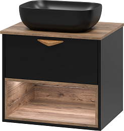 Brevita Тумба с раковиной Bergen 60 подвесная дуб галифакс олово/черная – фотография-3