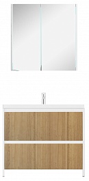 Velvex Мебель для ванной напольная Klaufs 100 белая/дерево, 2 ящика – фотография-1