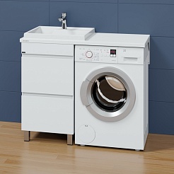 СанТа Мебель для ванной под стиральную машину Марс 110 L 2 ящика белая – фотография-3