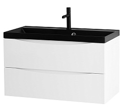 BelBagno Тумба с раковиной Marino 80 подвесная Bianco Opaco с раковиной 80/45 ART-AST-NERO – фотография-1