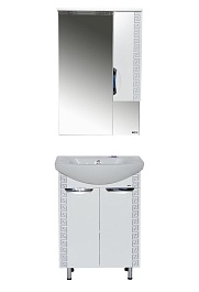 Misty Тумба с раковиной Престиж 60 белая/серебряная патина – фотография-6