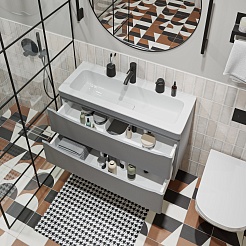 Vivon Тумба под раковину Ostin 90 подвесная серая матовая – фотография-8