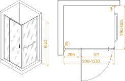RGW Душевой уголок Passage PA-078-1B (PA-008B + Z-060-2B) 90x80 профиль черный стекло прозрачное – фотография-3