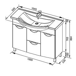 Aquanet Тумба с раковиной "Асти 105" с б/к – фотография-6