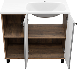 Brevita Тумба под раковину Lumus 90 R с подсветкой серая/дуб галифакс олово – фотография-10