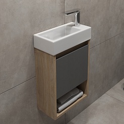 Teymi Тумба с раковиной Nura 37 R подвесная дуб/графит – фотография-4