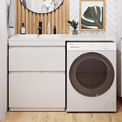 Vivon Тумба под раковину под стиральную машину Donna 130 напольная белый глянец эмаль – фотография-9