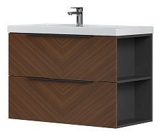 Equil Тумба под раковину Forest 90 2 ящика подвесная орех/графит