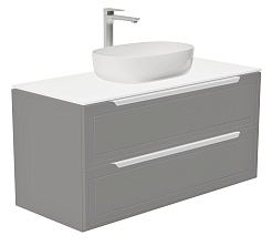 Зов Тумба с раковиной Севилья 100 подвесная платиновая/столешница белая – фотография-1