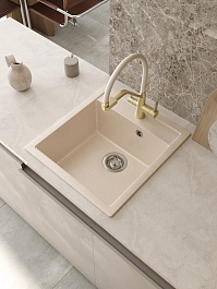 Teymi Мойка кухонная Lori Mini 46 кварцевая бежевая матовая – фотография-7