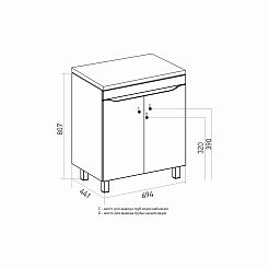 Mixline Тумба под раковину Лайн 70 2 дверцы белая – фотография-3