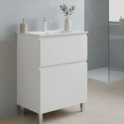 Aquanet Тумба с раковиной Алвита New 50 Flat белая матовая – фотография-2