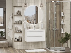 Misty Тумба с раковиной Мираж 80 подвесная белая – фотография-2