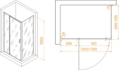 RGW Душевой уголок Passage PA-078B (PA-008B + Z-050-2B) 100x70 профиль черный стекло прозрачное – фотография-3