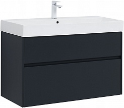 Aquanet Мебель для ванной Бруклин 100 подвесная черная матовая – фотография-18