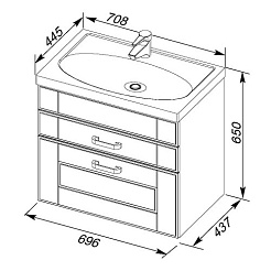 Aquanet Тумба с раковиной "Рондо 70" черный антик (2 ящика) – фотография-2