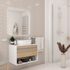 Teymi Тумба с раковиной Ritta 75 Lori 50 подвесная белый/дуб – фотография-12