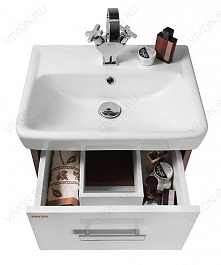 Водолей Мебель для ванной Мона 55 L с ящиками белая – фотография-3