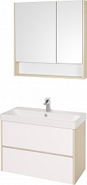 Акватон Мебель для ванной Сканди 90 дуб верона, белая – фотография-1